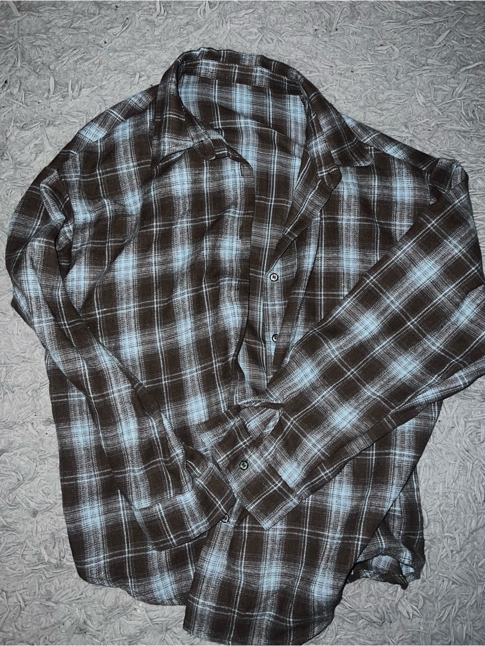 Women’s Brown & Light Blue Plaid Button-Up Shirt